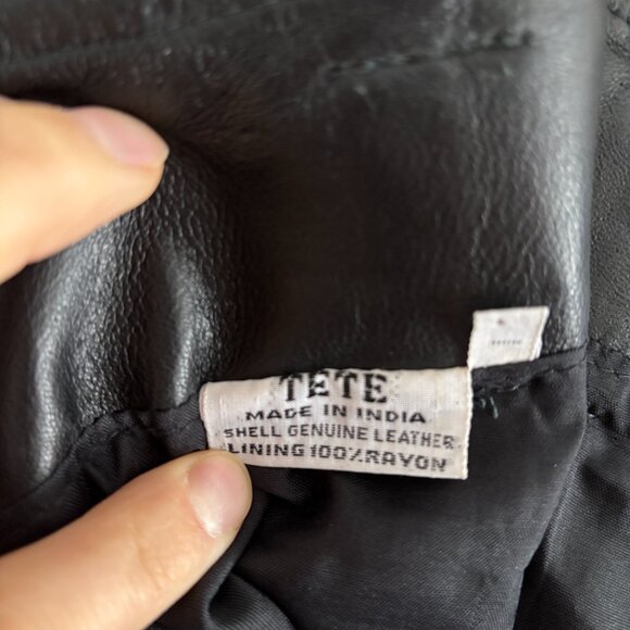 Vintage Black Leather Skirt - Picture 2 of 7